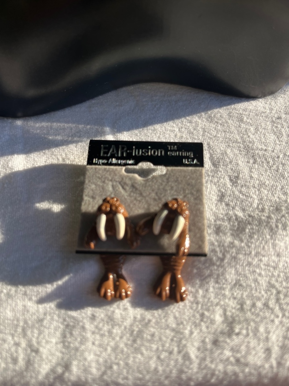 EAR-lusion Brown Walrus Drop Earrings - Picture 2 of 3